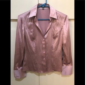 Ann Taylor Pink Silk Blouse, Size 2P